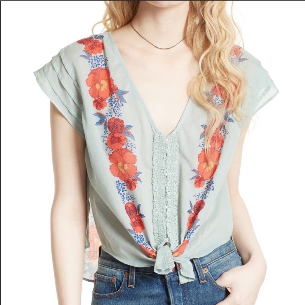 Free People Gardena Print Boho Top